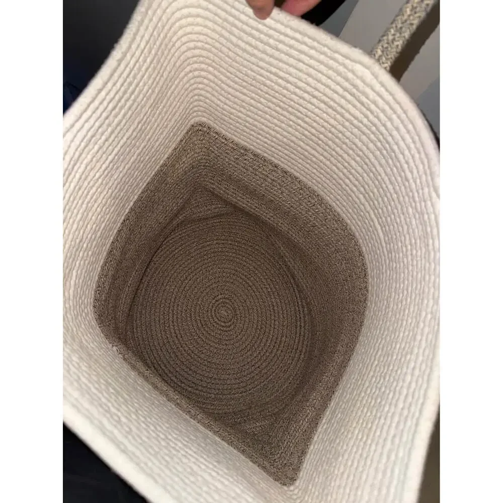 2 Cotton Rope Woven Laundry Hamper Decorative Storage Basket for Blankets
